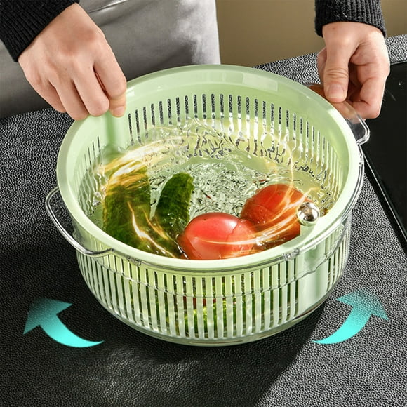 Large Salad Spinner Vegetable Washer with Bowl, Lockable Colander Basket - Lettuce Washer and Dryer - Easy Water Drain System and Compact Storage