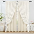 thumbnail image 2 of Alishomtll Beige Linen Curtains with Lace Sheer 84 Inches Long, Double Layer Light Filtering Window Drapes for Bedroom Living Room,W52 X L84,2 Panels, 2 of 8