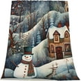 thumbnail image 2 of Throw Blanket Snowman Forest Winter House Bed 80 x 60 Inch Soft Lightweight Fluffy Warm for Sofa Couch All Seasons Cozy Cover Quilt, 2 of 6