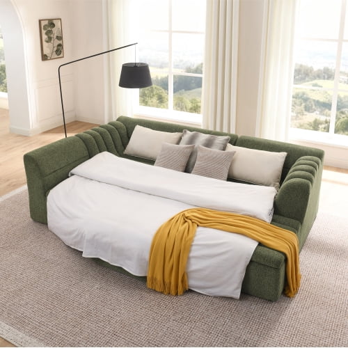 EPOWP 135'' Cloud Sectional Boneless Couches for Living Room, Modular Sectional Sofa with Deep Seat and Movable Ottoman, Memory Foam Compressed Spineless 5 Seater Sofa for Bedroom Apartment