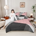 thumbnail image 4 of Castle Fairy Minimalism Triangle Twin Comforter Sets,Mid Century Geometric Bedding Set, 4 of 8