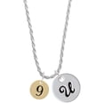thumbnail image 1 of Delight Jewelry Goldtone Disc 1/2'' Number - 9 - Silvertone Script Initial Disc - U - Charm Necklace, 20"+3", 1 of 4