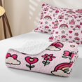 thumbnail image 4 of Manfei Dreamy Castle Twin Quilt Set, Butterfly Rainbow Twin Coverlet Set, Light Pink, 2 Pieces, 1 Bedspread and 1 Pillowcase, 4 of 7
