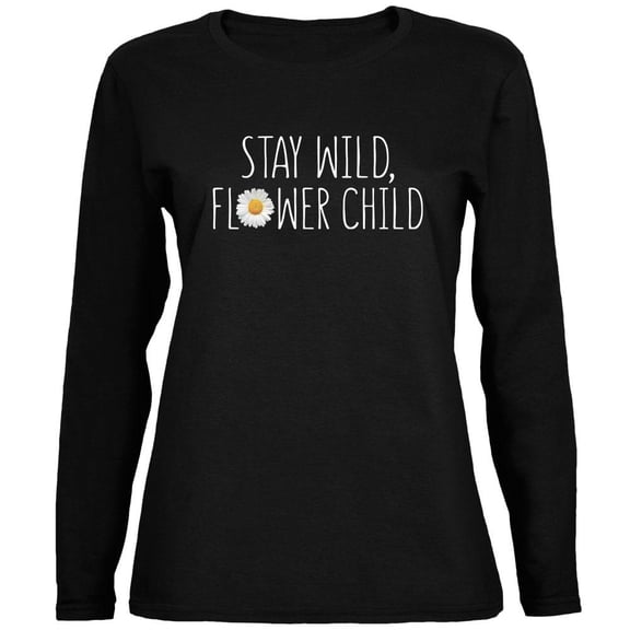 Stay Wild Flower Child Daisy Ladies' Relaxed Jersey Long-Sleeve Tee Black LG