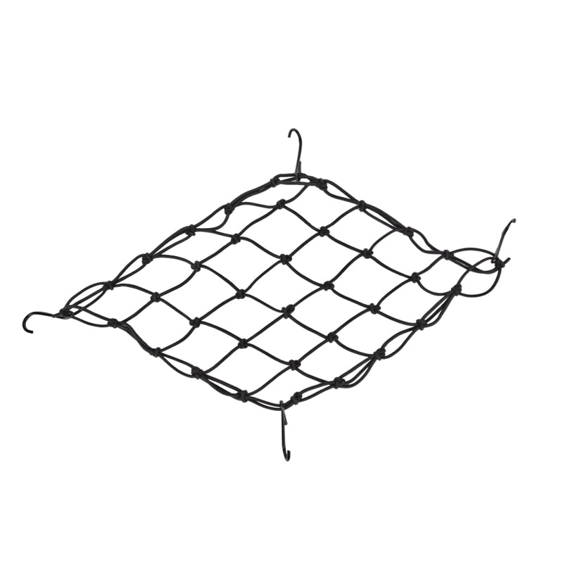 BININBOX Cargo Net With 6 Durable Hooks Nylon 11.81x11.81 Large Stretches Adjustable Mesh Elastic Lightweight Bungee Cord 16 Grids Black 