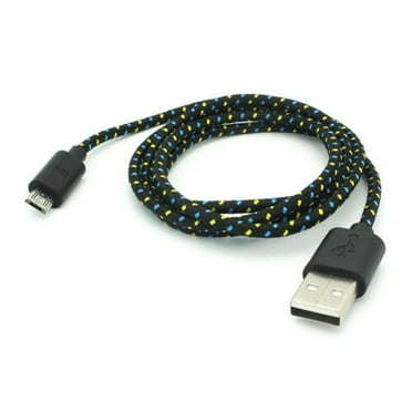 Black Braided USB Cable Rapid Charge Power Wire Sync Cord 7D for Samsung Galaxy J3 J5 J7, Note 3 4 5 Edge, S5 S6 Edge Edge  S7 Edge, Tab 4 NOOK 10.1 (SM-T530) 7.0 (SM-T230) E NOOK 9.6 (SM-T560)
