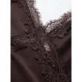 thumbnail image 5 of Womens Elegant Brown Satin Slip Dress With Lace Trim, Sexy V-Neck Midi, 5 of 11