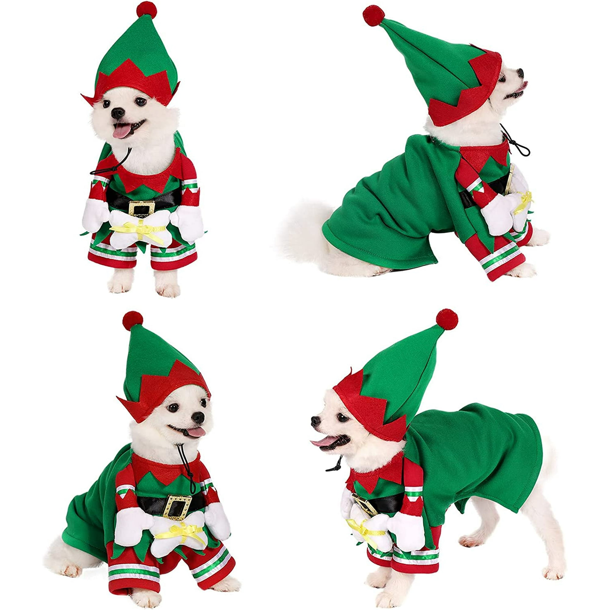 Christmas Elf Dog Cat Costume with Hat Funny Pet Christmas Winter Fleece Coat Coat Clothes Outfit Apparel XL Walmart