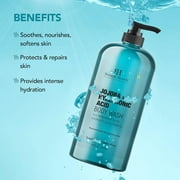 Botanic Hearth Jojoba & Hyaluronic Acid Body Wash 16 fl oz with Sea Butter & Sweet Almond Oil | Moisturizing Body Wash Shower Gel for Softer, Smoother Skin | Sulfate & Paraben Free | for Women & Men