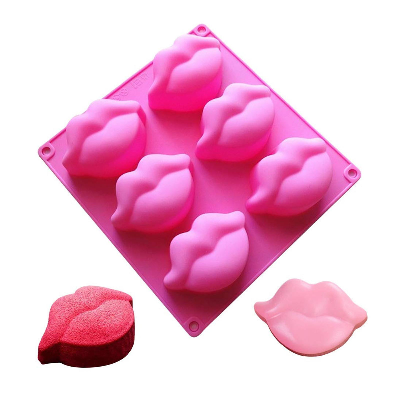 6 Cells Lip Shape Silicone Mold Ice Cube Cookie Cake Valentines Chocolate Mould 