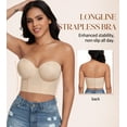 thumbnail image 4 of Exerin Women's Longline Strapless Bra Anti Slip Bustier Underwire Full Coverage Corset Top(38DD,Beige), 4 of 7