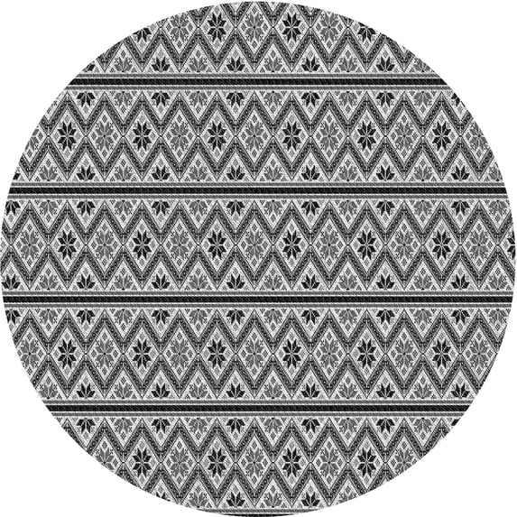 Ahgly Company Machine Washable Indoor Round Transitional Silver Gray Area Rugs, 4' Round