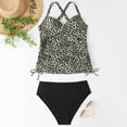 thumbnail image 6 of Women Swimsuits Webbing Tank Shirred Vintage Leopard Print Control Tummy Bikini Black Bathing Suits for Women L, 6 of 6