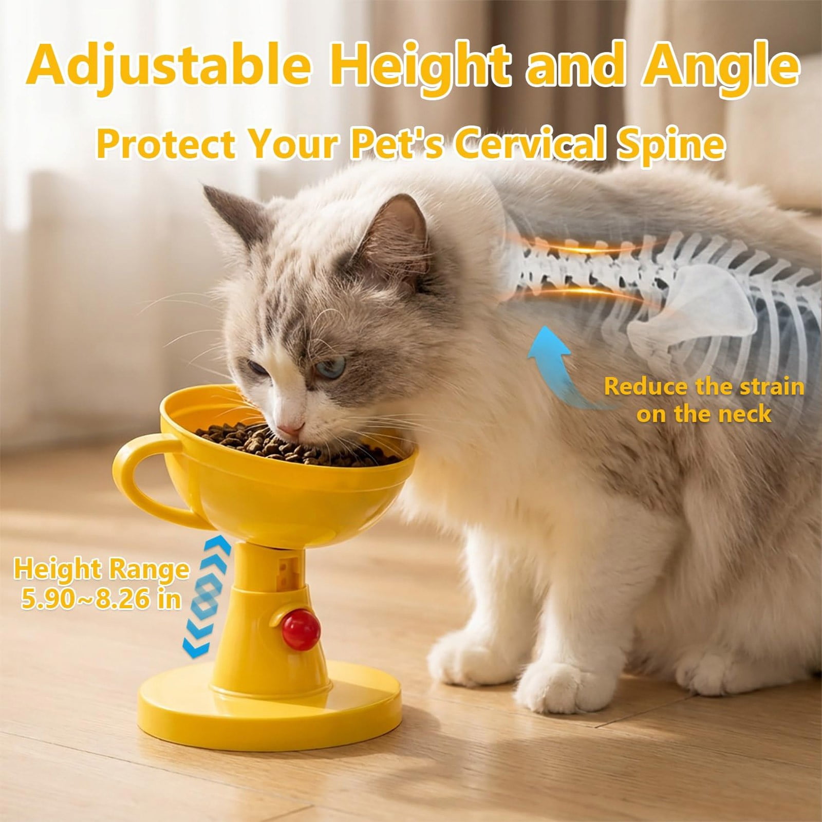 Kingtowag Adjustable Pet Bowl Plastic with Certificate Holder Wiper, Elevated Feeder Anti Stand, Adjustable Elevated Pet Bowl Stand Trophy Shaped Novelty Feeder, 5 Height Settings