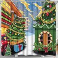 thumbnail image 1 of Whimsical Christmas Shower Curtain - Festive Red Truck & Tree Design, 1 of 4