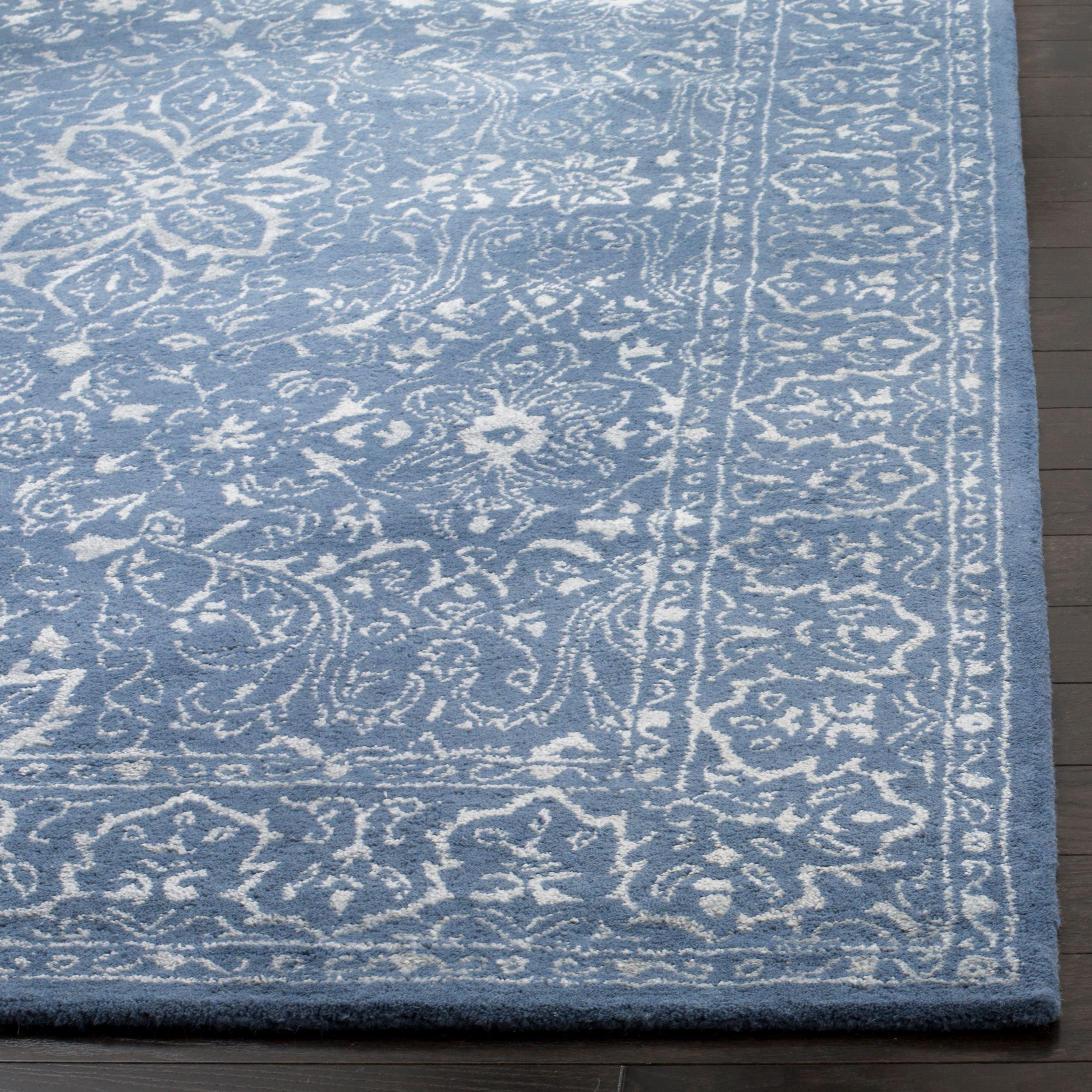 SAFAVIEH Glamour Kalisha Traditional Wool Area Rug, Grey/Blue, 3' x 5'