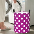 thumbnail image 5 of Honeii Purlpe And White Polka Dot Print Laundry Hamper Basket,Baby Nursery Woven Storage Basket for Toys Bin,Pillows,Blankets,Clothes-, 5 of 6