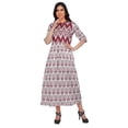 thumbnail image 2 of Moomaya Printed Front Slit A-Line Kurtis For Women Short Sleeve Summer Kurta, 2 of 5