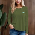 thumbnail image 6 of Women's 300g 100% Cotton Round Ink Blue Print Neck Regular Solid Long Sleeve T-Shirt, 6 of 12