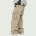 thumbnail image 4 of WTOBBY Men's Casual Sports Pants Loose Leggings Long Panel Fitness Running Training Trousers with Multiple Pockets Outdoor Work Pants,Khaki XL, 4 of 4