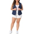 thumbnail image 2 of Agnes Orinda Plus Size Denim Jackets for Women Sleeveless Utility with Pocket Jean Denim Vests 4X Dark Blue, 2 of 6