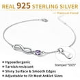 thumbnail image 3 of ChicSilver Adjustable Ankle Bracelet 925 Sterling Silver Infinity Endless Love Birthstone Anklet Birthday Anniversary Jewelry Mother's Day Gifts for Women Wife Her, 3 of 7
