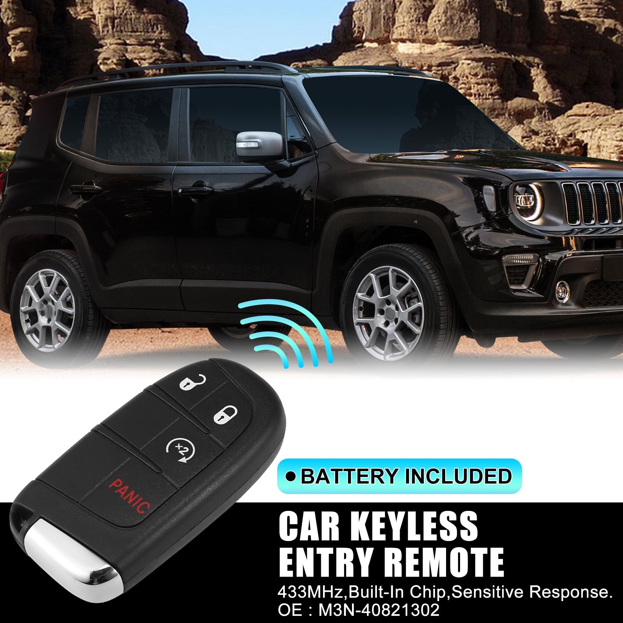 OEM Jeep Renegade (2015-2021) Smart Key Fob – M3N-40821302 – Remanufactured, Unlocked, With New Key Blade - View #5