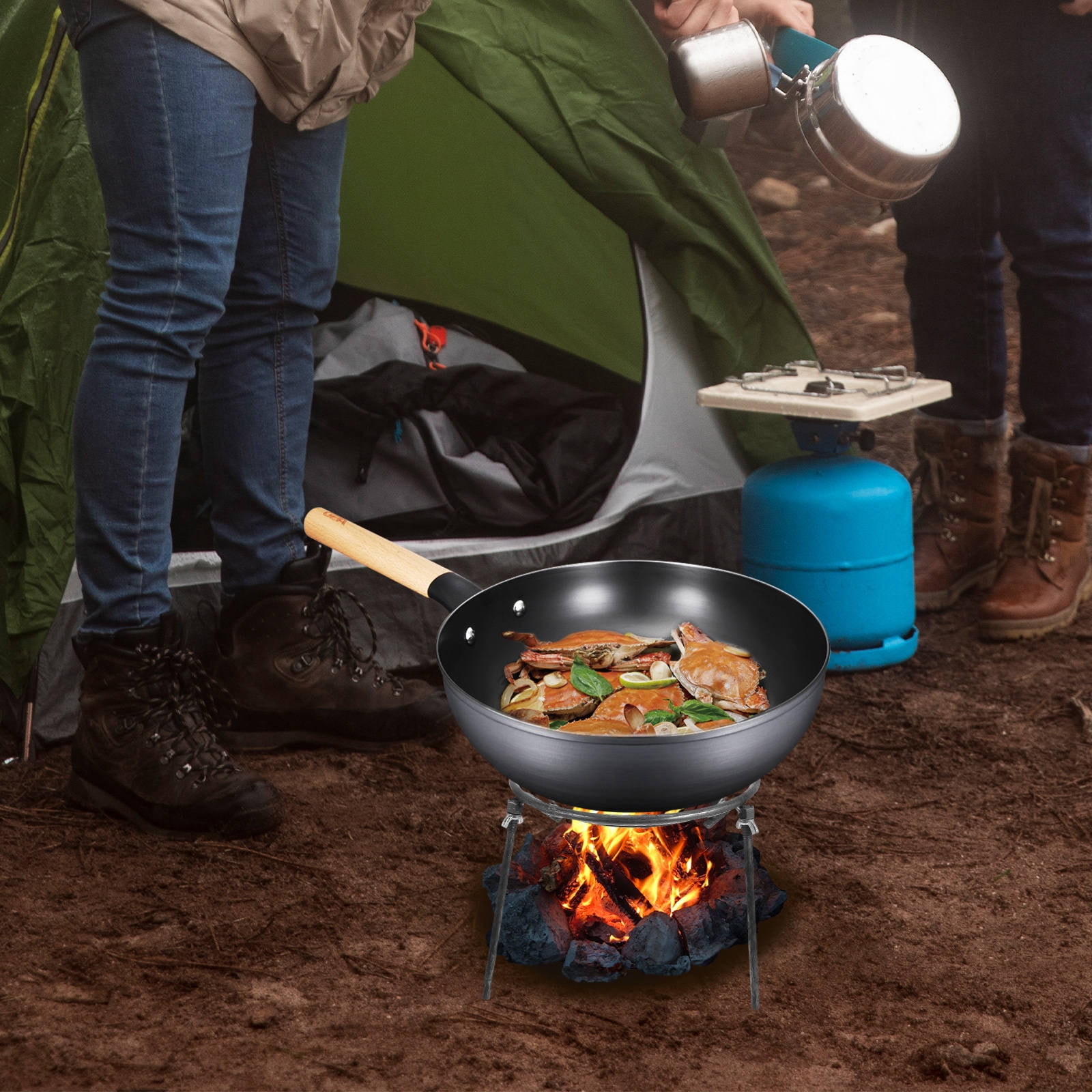 UPOUART Metal Stove Gap Covers Campfire Cooking Rack Black Steel 1Set For Outdoor Cooking Challenges