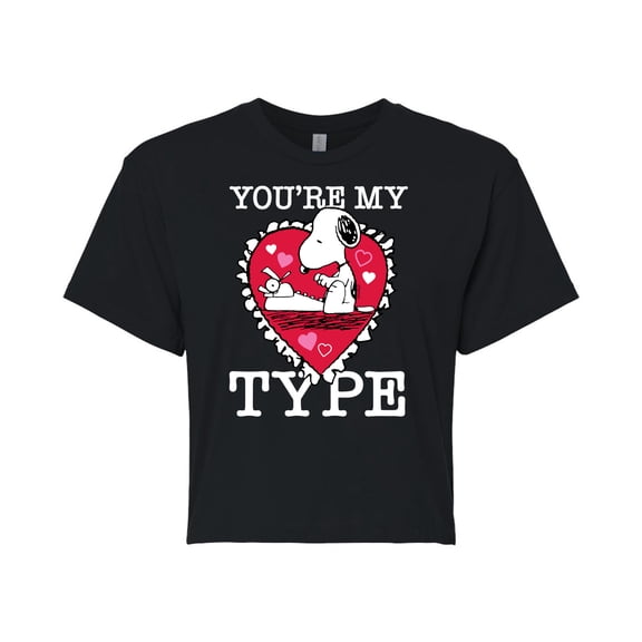 Peanuts - You're My Type - Juniors Cropped Cotton Blend T - Shirt