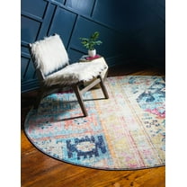 Rugs.com El Paso Collection Rug – 8 Ft Round Multi Medium Rug Perfect For Kitchens, Dining Rooms