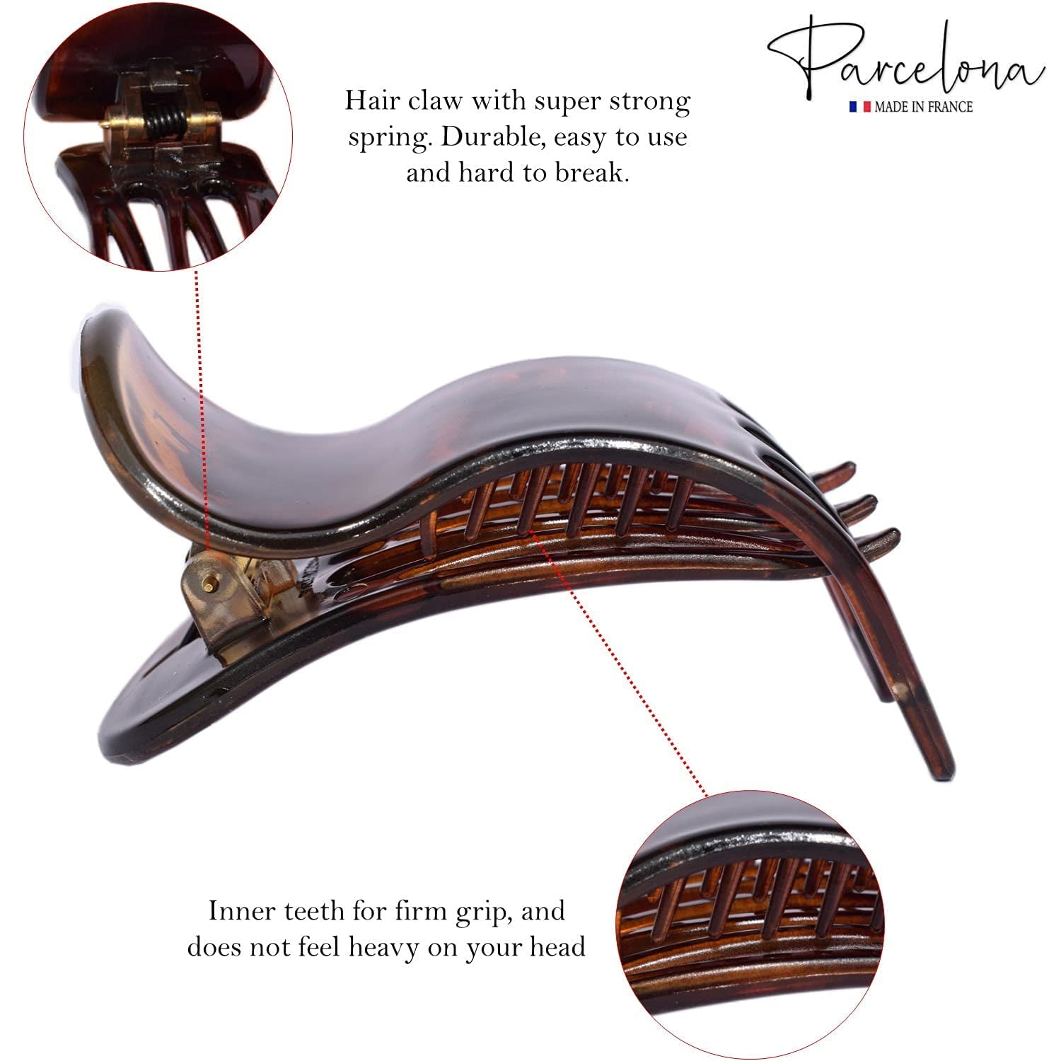 Parcelona French Simply Bear Paw Medium 3&rdquo; Celluloid Set of 2 Hair Claw Clips