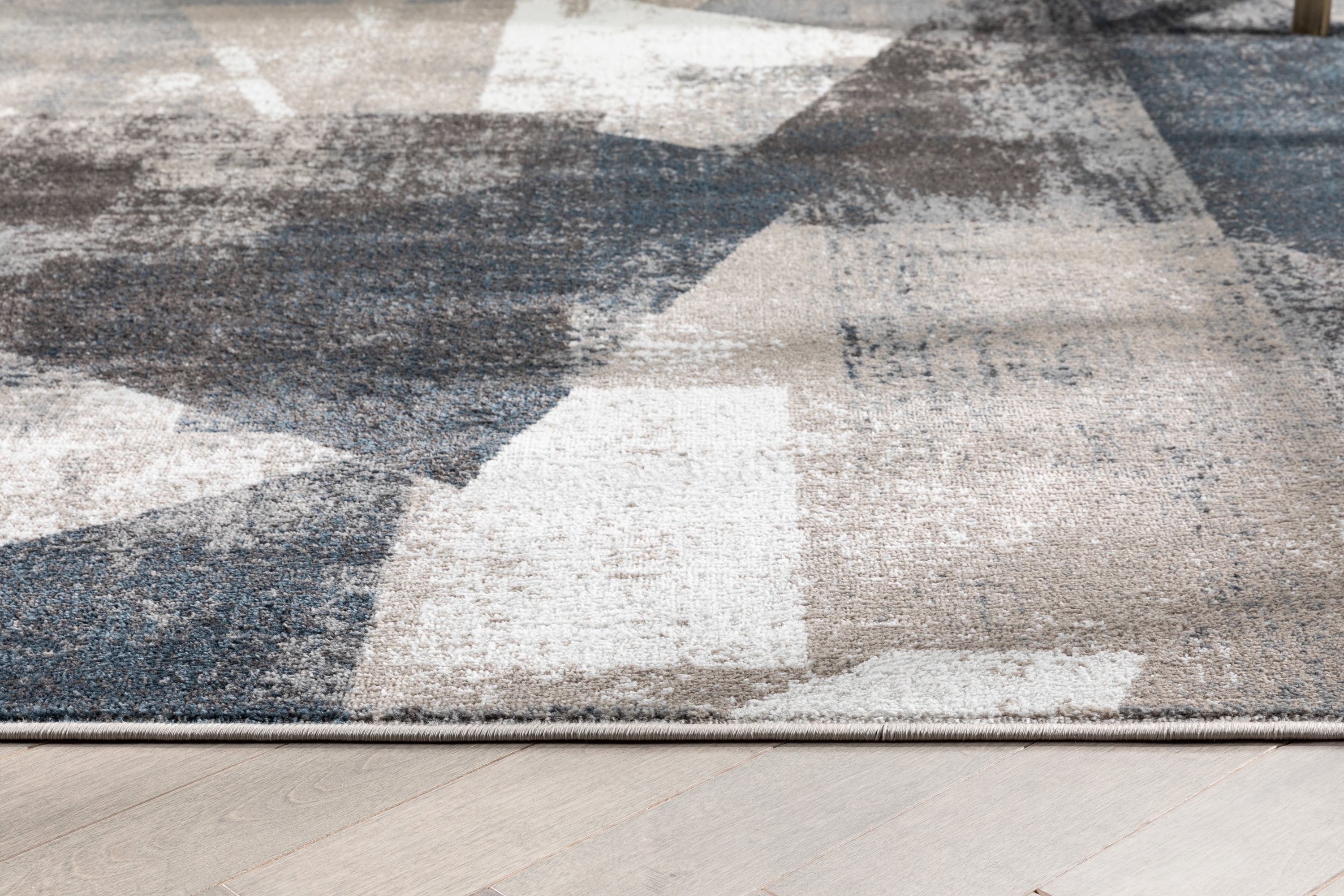 Well Woven Verity Abstract Area Rug, 9.25' x 12.5', Eclectic Geometric Pattern, Soft, Glam Pile, Distressed Design & Modern Color Palette