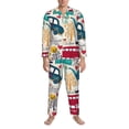 thumbnail image 3 of Sikiie London Symbols Mens Pajama Set, Soft Warm Long Sleeve Sleepwear, Cozy Button-Down Pjs for Men-XX-Large, 3 of 7
