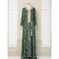 thumbnail image 1 of robe Femme Col en V Ajustée Tissu Estampage à Chaud Mode Haut de Gamme (Vert Foncé, m), 1 of 5