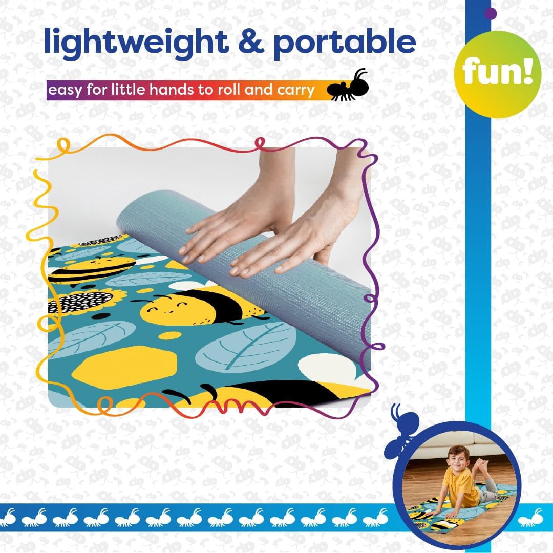 Antsy Pants Kids Yoga Mat - Yoga Mat for Kids, Yoga Mats for Home Workout, Travel Yoga Mat, Yoga Mat Non Slip, 60” x 24”, 3mm Free of Toxic Phthalates, Bumble Bee