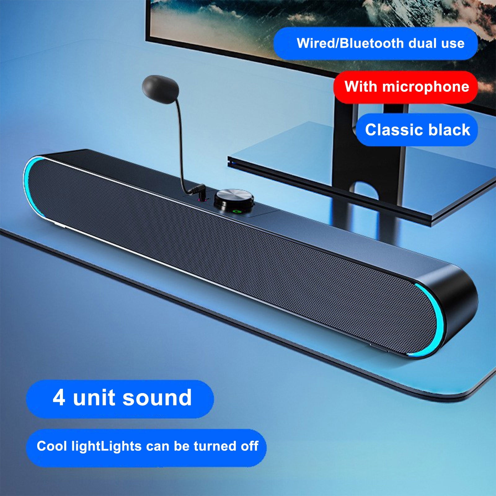 VALSEEL Laptop Mini Mini Speaker Strip Multimedia Bluetooth Subwoofer with MIC Function on Clearance