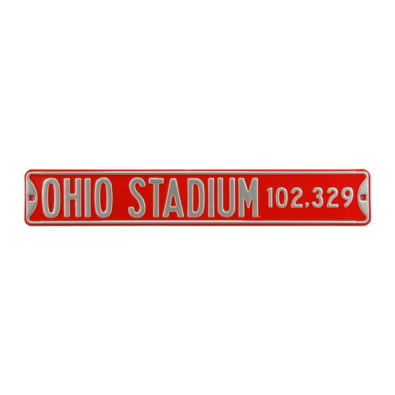 Scarlet Ohio State Buckeyes 6" x 36" College Ave Embossed Street Sign