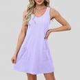 thumbnail image 2 of OSOLU Dresses Solid Color Women Summer Fashion Casual Loose Sleeveless V Tie Pocket Dress Lovely Sundress Wedding Guest Dress, 2 of 5