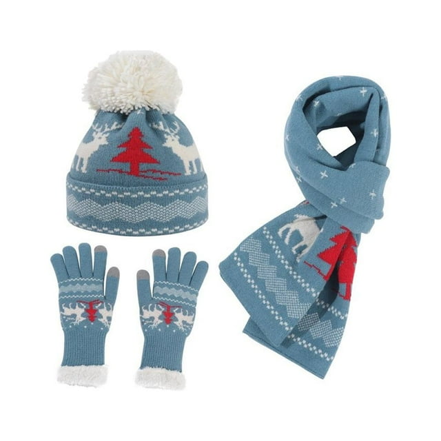 Winter Warm Children Hat Plush Scarf Gloves Multi Piece Set Thickened Protection For Christmas