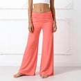 thumbnail image 7 of qolati Girls Yoga Pants Fold Over Low Waist Wide Leg Sweatpants Flare Leggings Bell Bottoms Y2k Lounge Trousers 5-14 Years Watermelon Red, 7 of 7