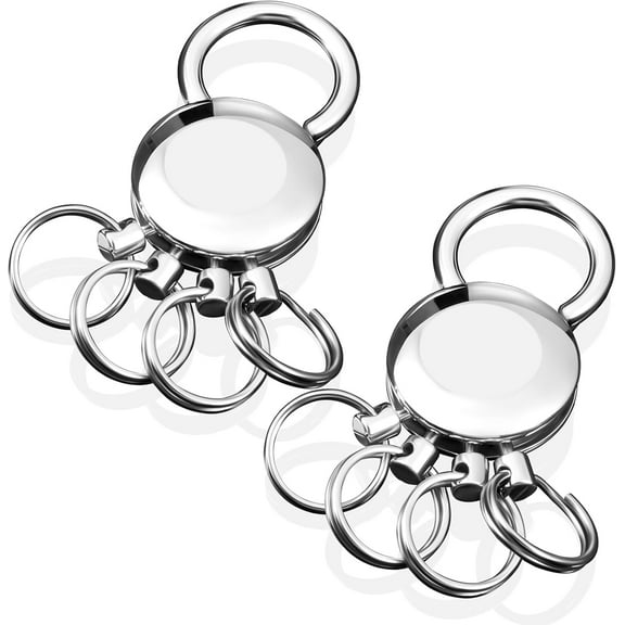 Lsupdaol 2 Pcs Detachable Key Spider Key Chain Accessory with 4 Split Rings Buckle Waist Hanging Name Round Keychain Metal Keychain Ring Holder for Unisex Women Men