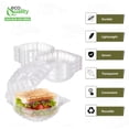 thumbnail image 2 of [350 Pack] 6x6 Clear Plastic Clam Shell Take Out Food Container - Take Out, Salad, Sandwich, Fruits, Polypropylene, Restaurant Supplies, Recyclable, Heavy Duty (6 x 6 inches), 2 of 8