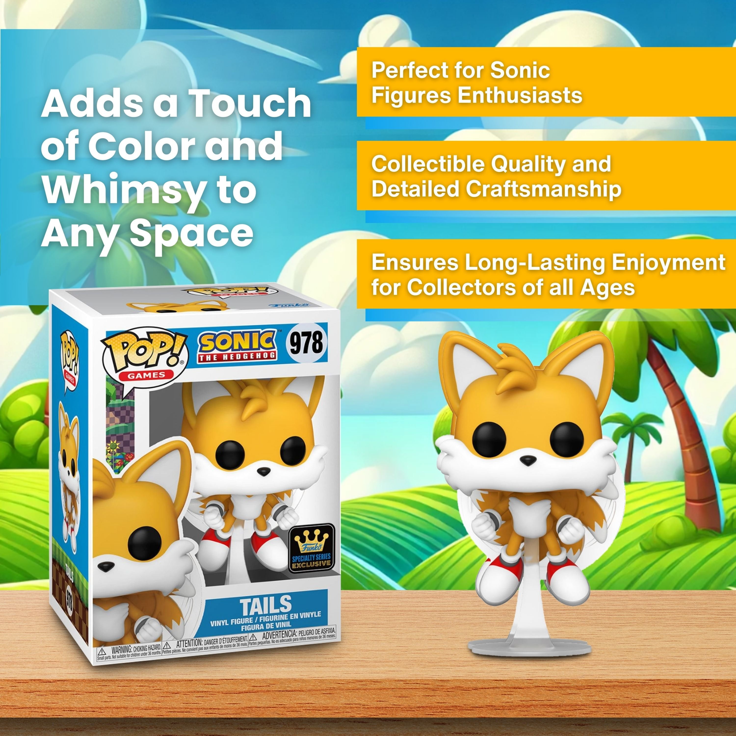 Funko Pop! Games Sonic The Hedgehog: Tails 978 - Specialty Series Exclusive Vinyl Figure with Case