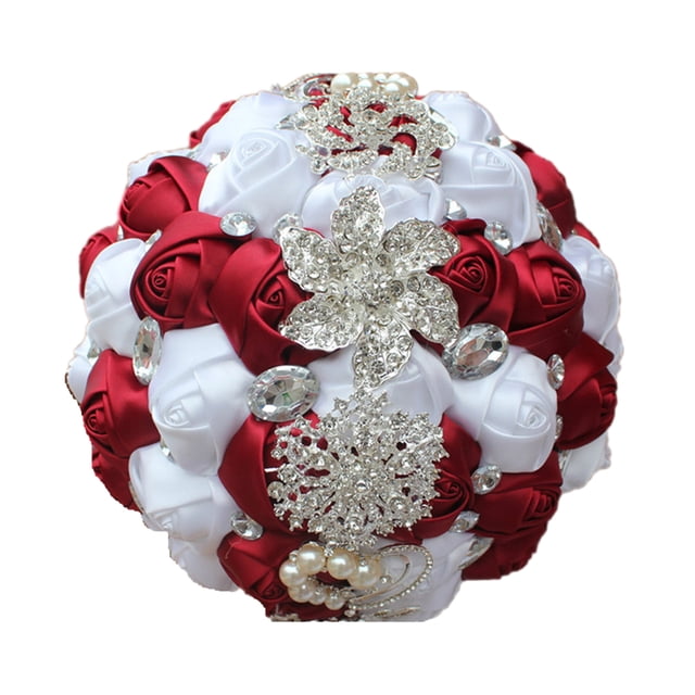 Sonducket Ramo de boda de larga duración, fácil de limpiar y de amplia aplicación, ramo de novia Ropa, zapatos y accesorios Miscelánea vino tinto + blanco