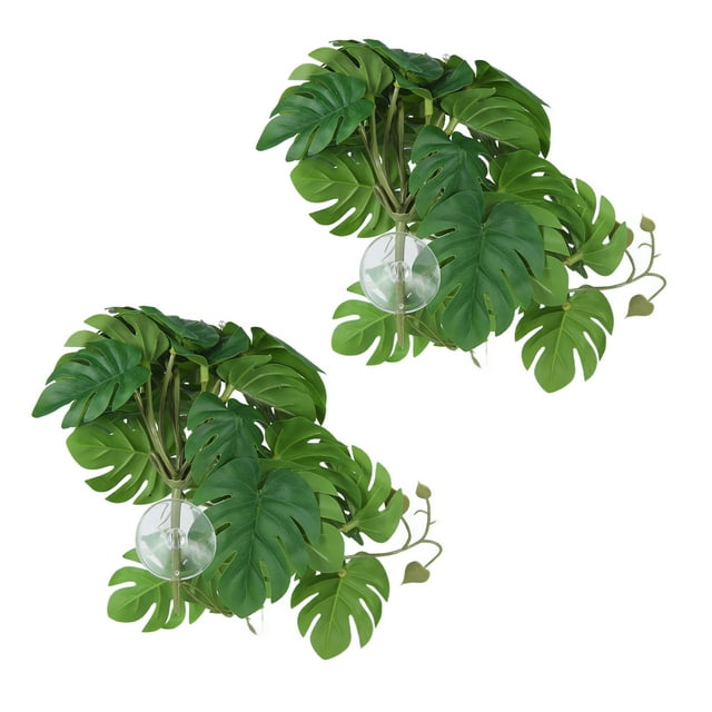 Artificial Reptile Plant, Easy Care Easy To Install Lifelike Plastic Plant Non Fading For Fish Tanks For Reptile Pet Nests Monstera Leaves