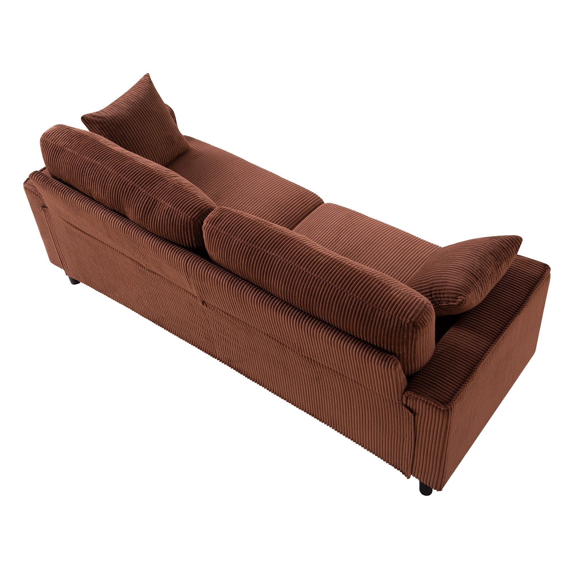DEALTOPS 82" Corduroy Loveseat Sofa, 2-Seater Upholstered Couch with Sturdy Iron & Wood Frame, Chocolate Brown