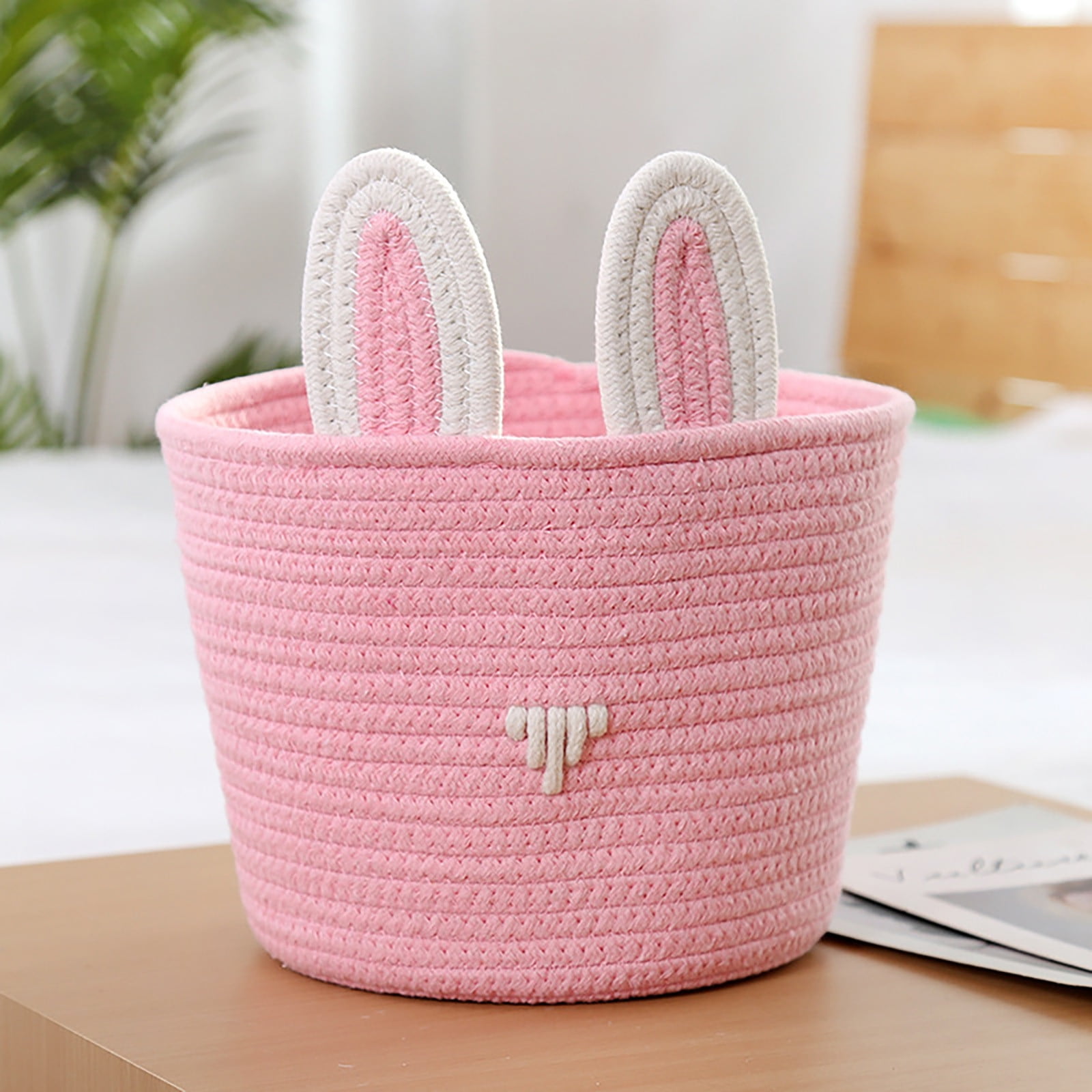SATRINO Easter Basket, Empty Easter Baskets Essentials for Kids Boys Girls with Bunny Tag Egg Basket Eater Gifts for Toddler Teens Babys First Easter Basket