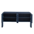 thumbnail image 3 of Striped Accent Cabinet with 4 Doors, Atumon Buffet Cabinet with Adjustable Shelves, Modern Accent Cabinet Furniture for Hallway Entryway Living Room, 63"L x 14.9"W x 31.8"H, Blue, 3 of 10