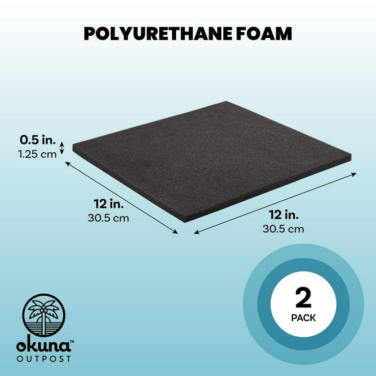 Customizable Polyurethane Foam, 0.5 Inch Pads for Packing and Crafts (12x12  In, 2 Sheets)