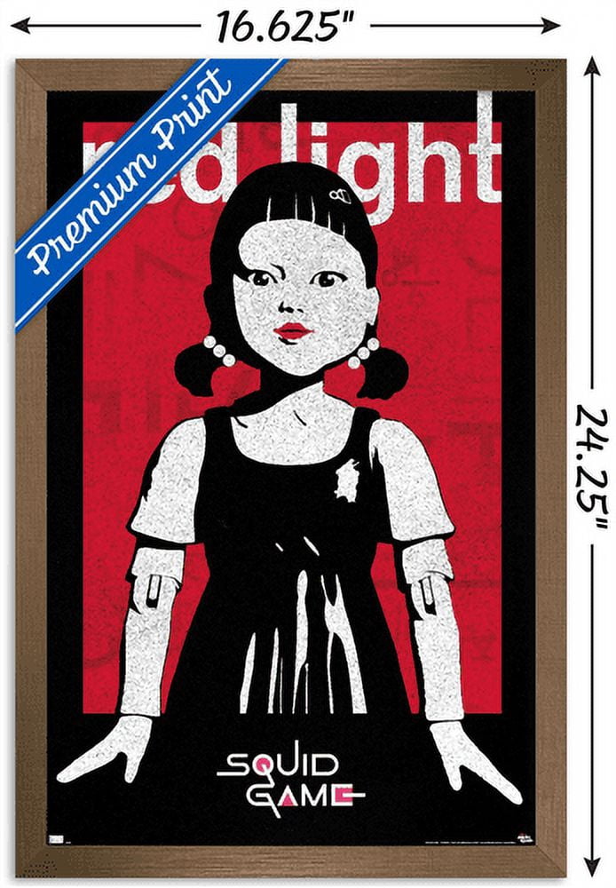 Netflix Squid Game - Red Light Wall Poster, 14.725" x 22.375", Framed